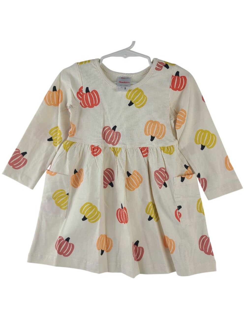 NEW Hanna Andersson Halloween Pumpkin Print Toddler Pocket Dress Sz 2T Beige